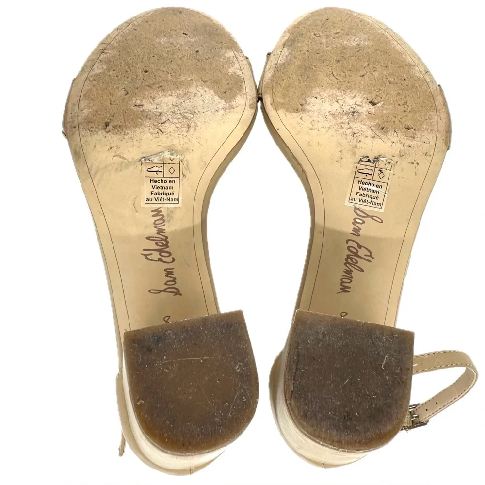 Sam Edelman Odila Tan Leather Sandals Strappy Ankle Strap Block Heels Size 8.5M - Picture 12 of 16